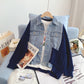 Denim stitched sweater coat, women's design, versatile  5241