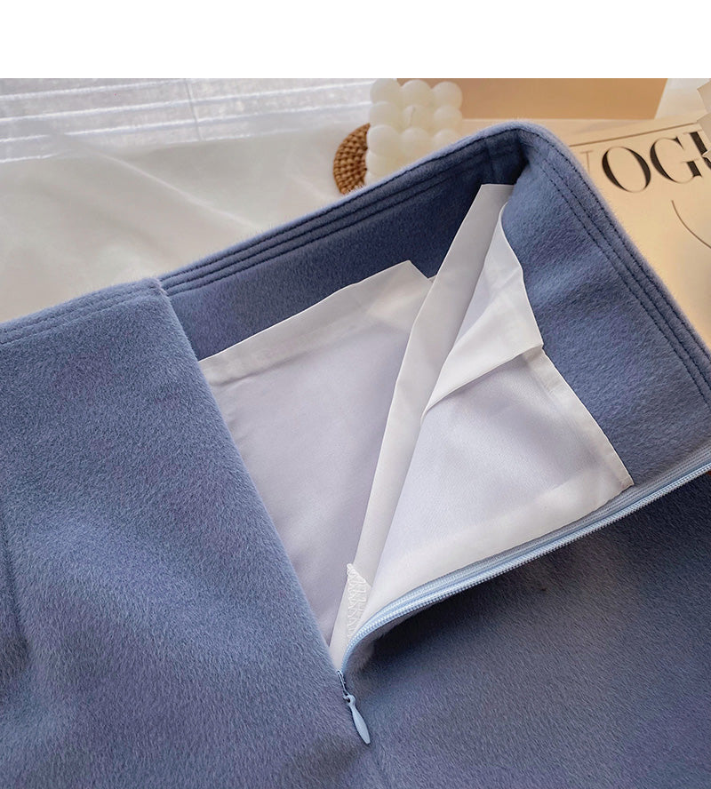 Wollrock in A-Linie mit unregelmäßigem Design zeigt dünne hohe Taille und Hüftrock 5273