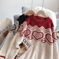Korean design contrast color love sweater coat  5188