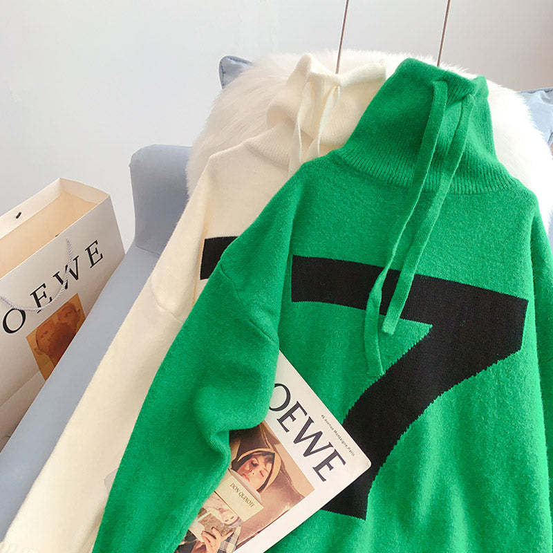 Koreanische Version des hochgeschlossenen Pullovers mit faulem Design 5229