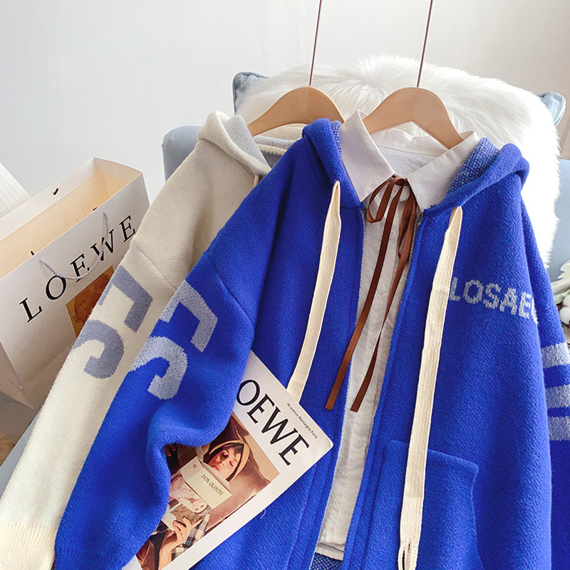 Klein Blue hooded cardigan sweater bodyguard  5247