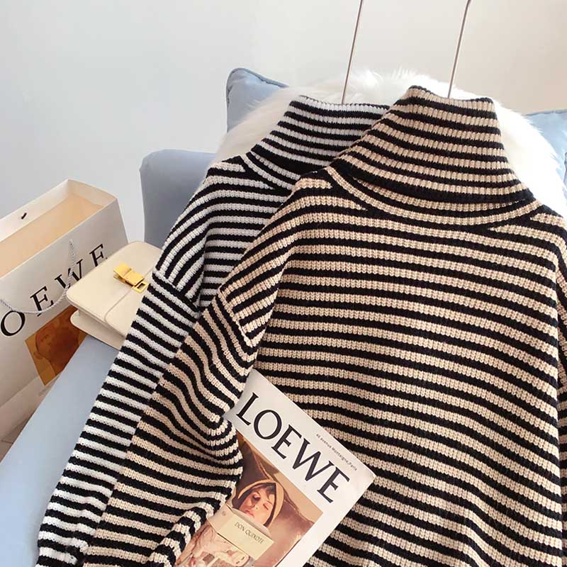 Pullover mit Stehkragen und Streifen unten 5183