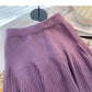 Knitted skirt, versatile pleated high waist A-line skirt  5339