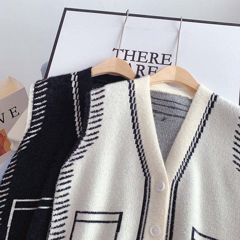 Imitation mink knitted vest for women  5173