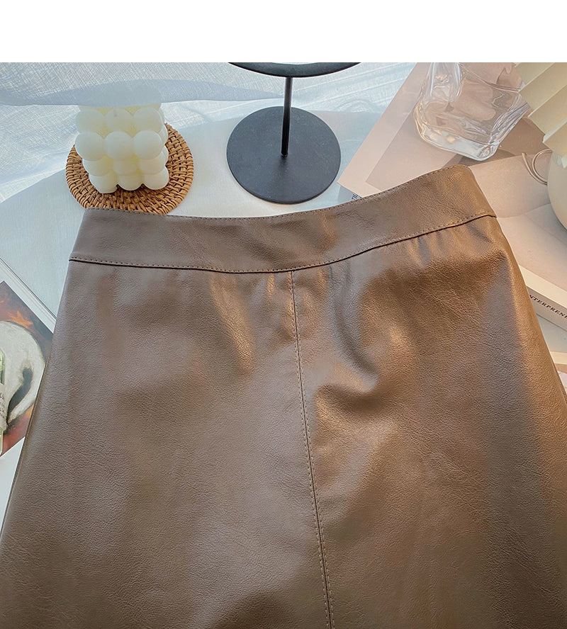 High waist solid simple A-line skirt  5276