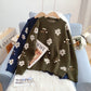 Vintage flower sweater round neck jacquard sweater 5207