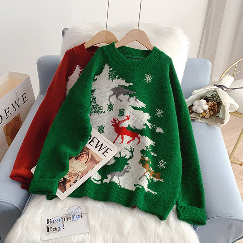 Red Christmas elk sweater sweater sweater  5180