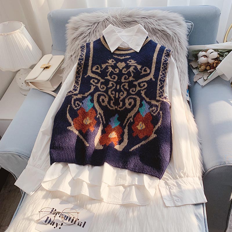 Sweater vest knitted vest sleeveless waistcoat coat coat  5169