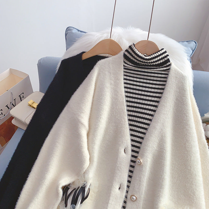 Soft waxy imitation mink sweater coat female  5202