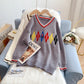 Ling Ge retro V-Neck Sweater sweater sweater top  5201