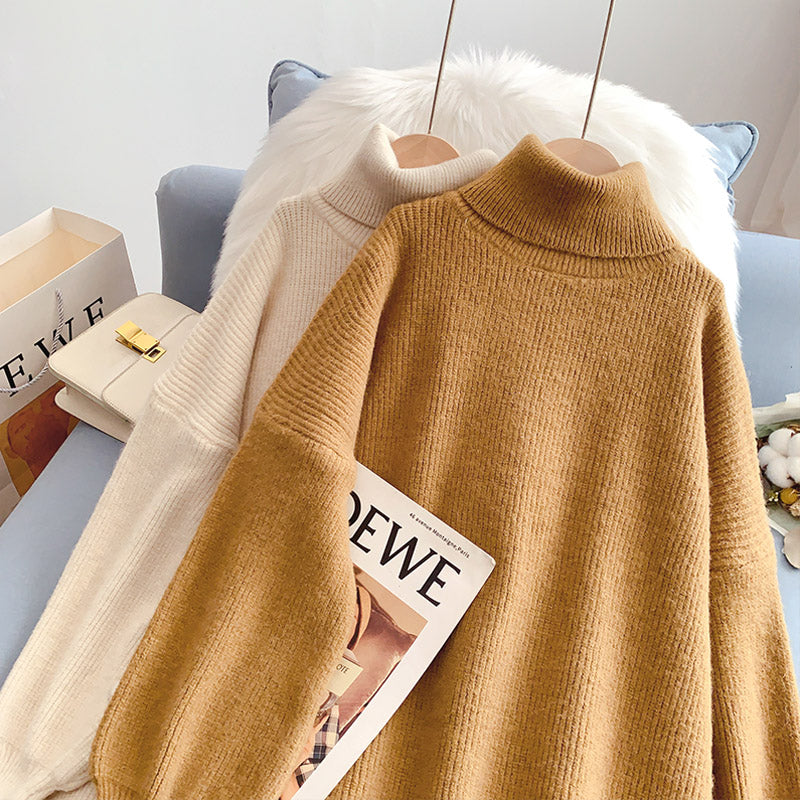 The new high neck knitted sweater is loose and lazy  5218