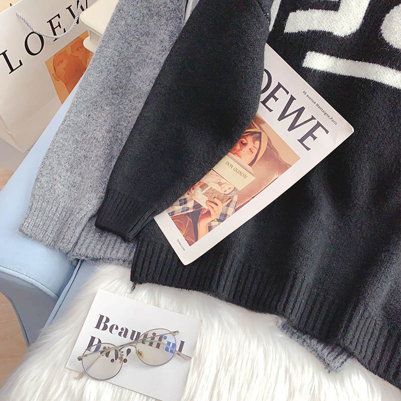 Lässiger Wind- und Fremdstil-Pullover mit gealtertem Saum 5155