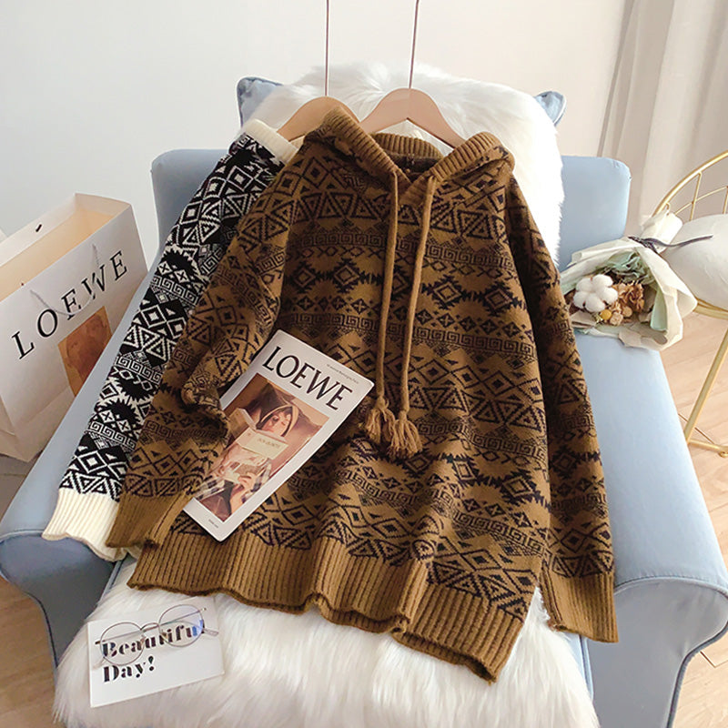 Koreanischer Retro-Faulwind-Langpullover 5139