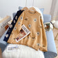 Vintage flower sweater round neck jacquard sweater 5207