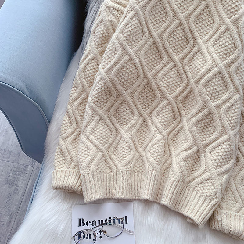 Vintage twist turtleneck sweater with Knitted Top  5108