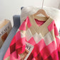 Fauler Wind Lingge Pullover mit V-Ausschnitt Koreanischer Pullover 5128