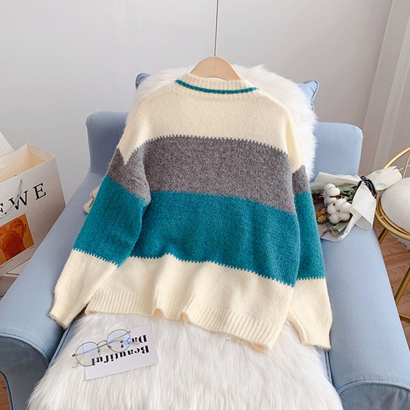 Mohair contrast V-Neck Sweater sweater sweater top  5170