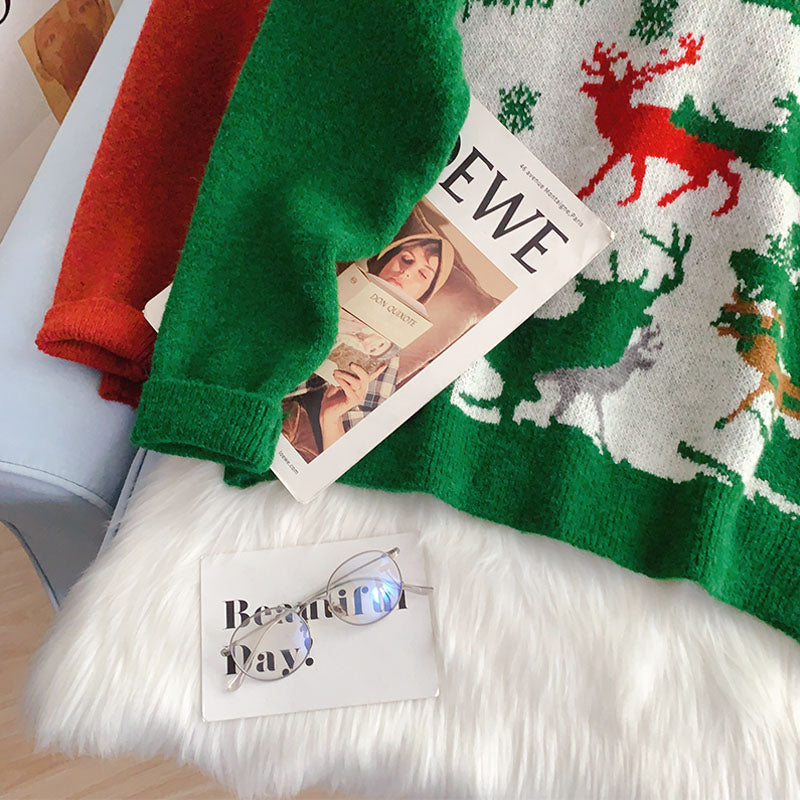 Red Christmas elk sweater sweater sweater  5180