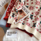 Vintage Red Christmas jacquard knitted sweater  5125
