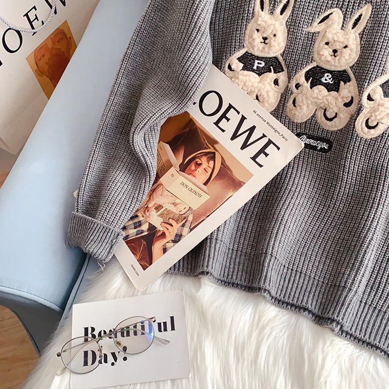 Cute Japanese cartoon sweater lazy wind sweater  5146