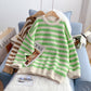 Striped Pullover Sweater coarse wool sweater top  5235