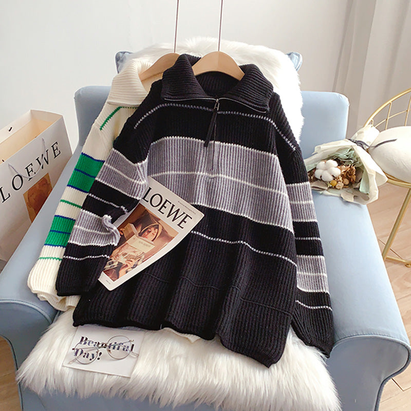 Pullover mit halbem Reißverschluss und Stehkragen 5248