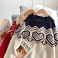 Korean design contrast color love sweater coat  5188