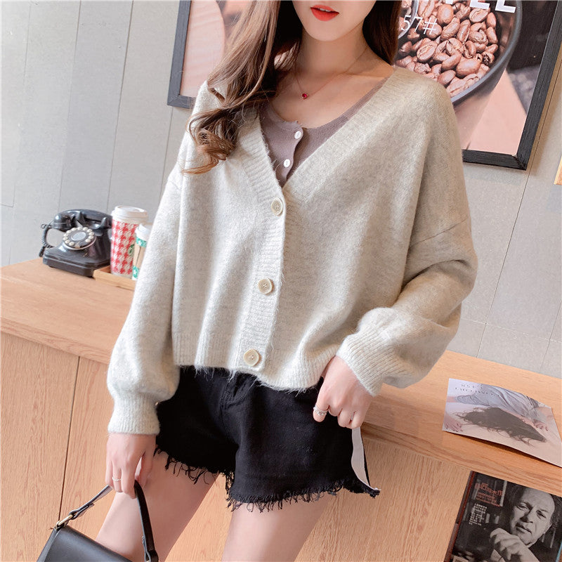 Small fresh knitted cardigan foreign coat  5269
