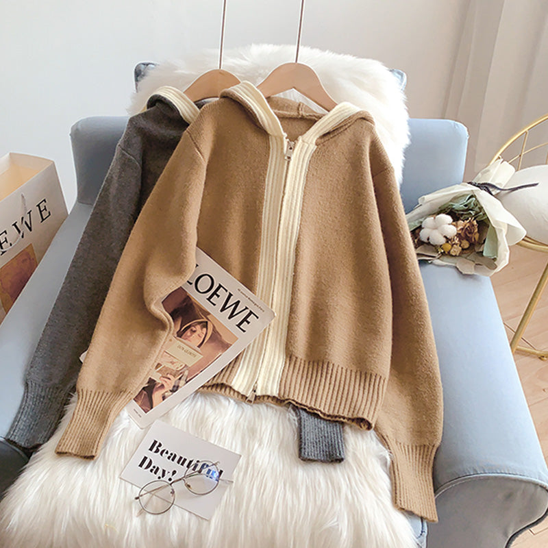 Korean hooded sweater coat cardigan  5219