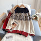 Korean design contrast color love sweater coat  5188