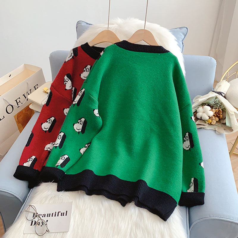 College style cute cartoon dog pattern sweater  5197