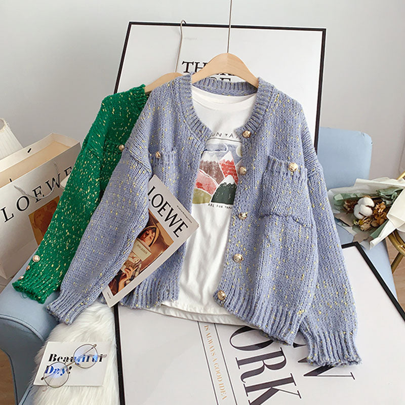 New small fragrance coat women's knitted cardigan  5174