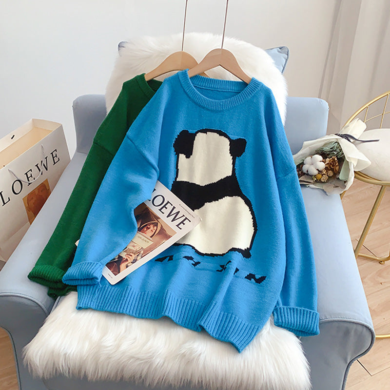 Japanese lazy wind cute cartoon pattern sweater sweater  5178
