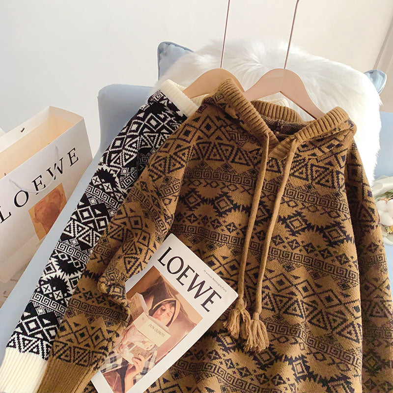 Koreanischer Retro-Faulwind-Langpullover 5139