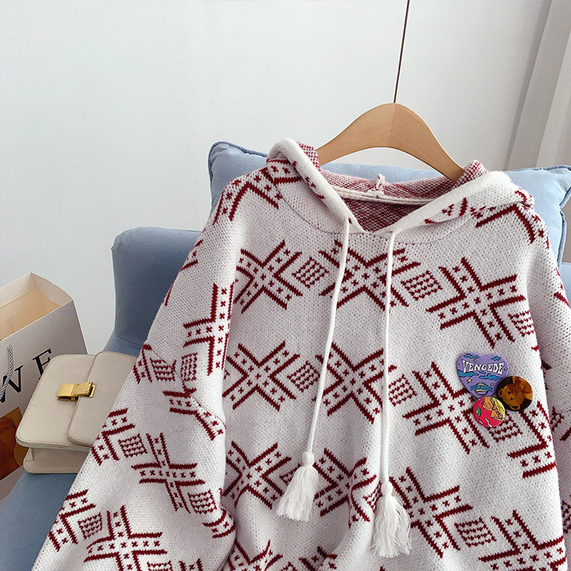 Net red hooded sweater with Korean knitted sweater  5111