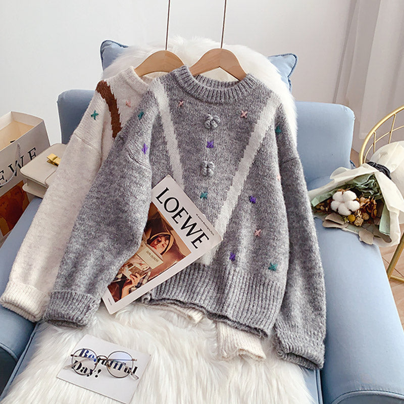 Small fresh and sweet sweater design sense sweater top  5140