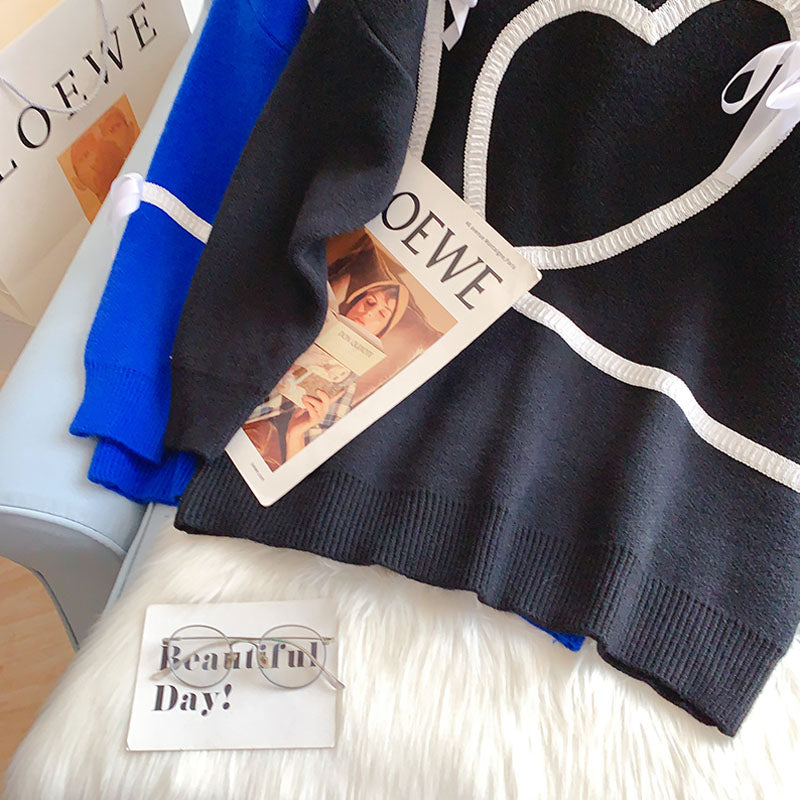 Klein Blue Ribbon love decorative sweater  5213