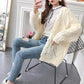 Medium length lazy wind thick sweater cardigan women 5266