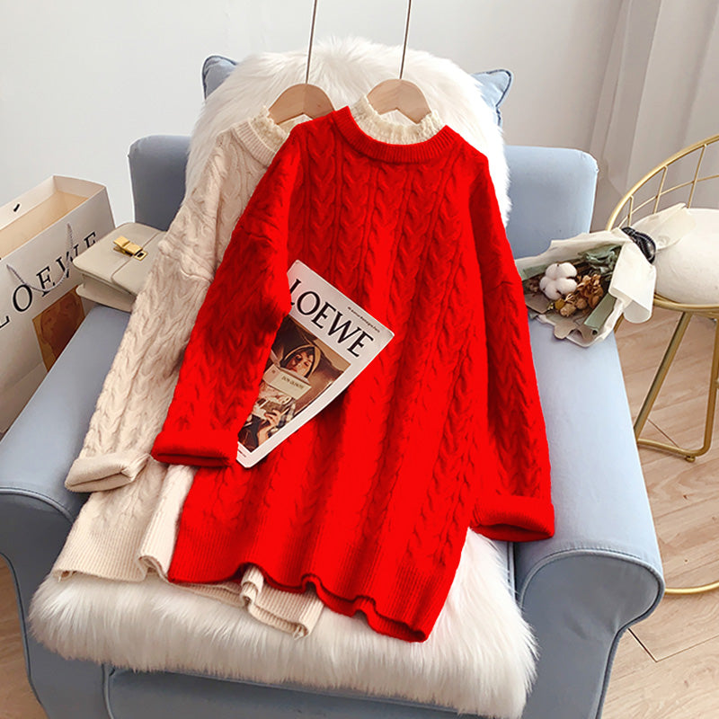 Design sense hemp lace collar sweater  5110