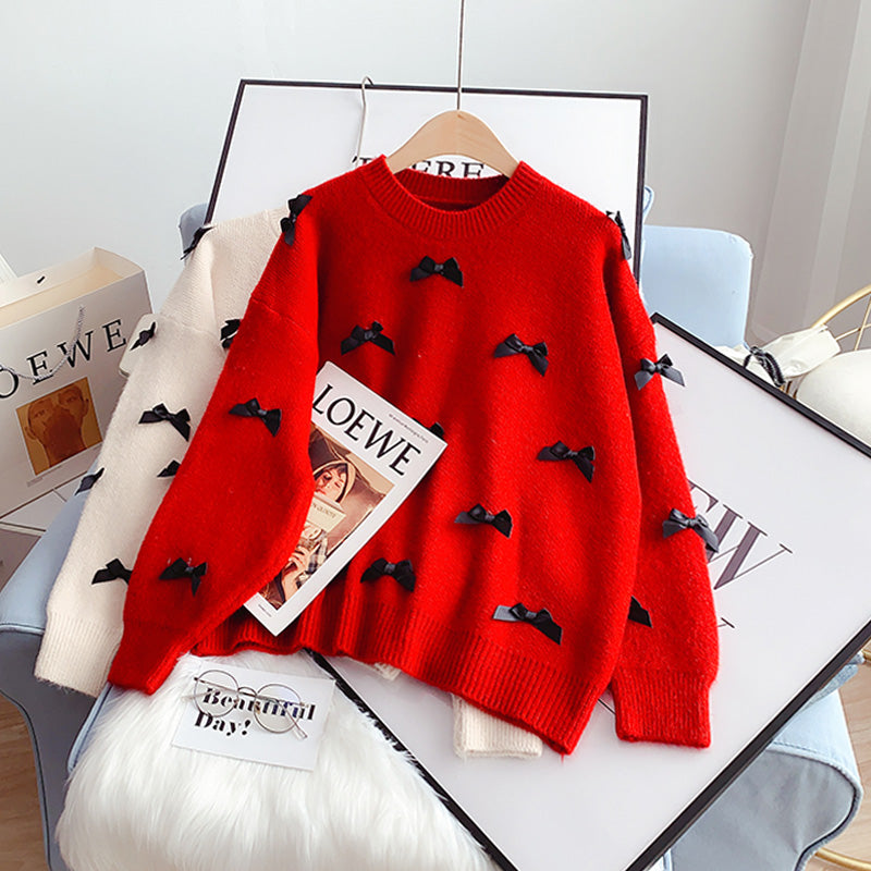 Sanfter Schleifenpullover Pullover Pullover Top 5120