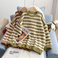 Striped Pullover Sweater coarse wool sweater top  5235
