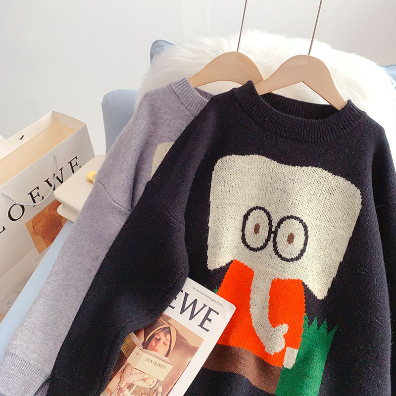 Japanese funny cartoon elephant sweater  5179