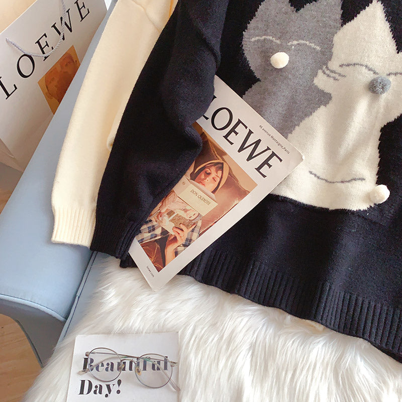 Japanese cute cartoon kitten sweater and coat  5253