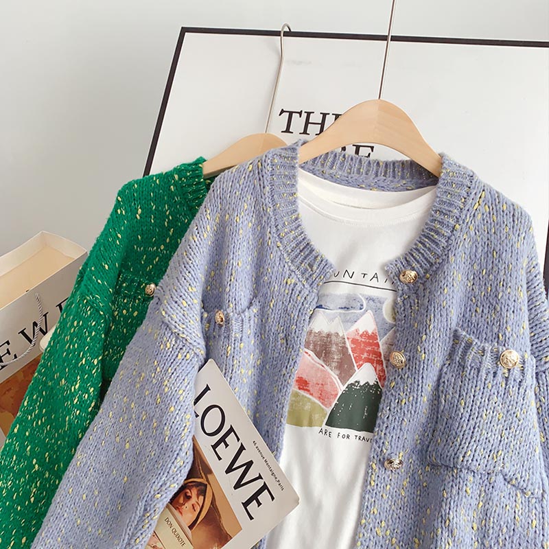 New small fragrance coat women's knitted cardigan  5174