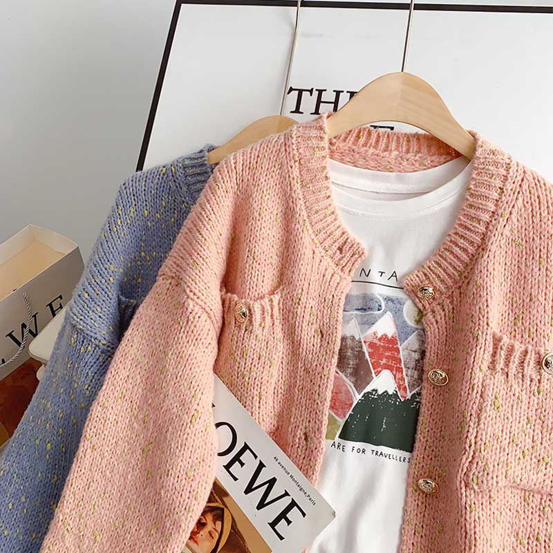 New small fragrance coat women's knitted cardigan  5174