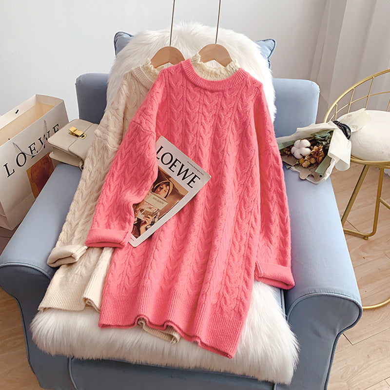 Design sense hemp lace collar sweater  5110