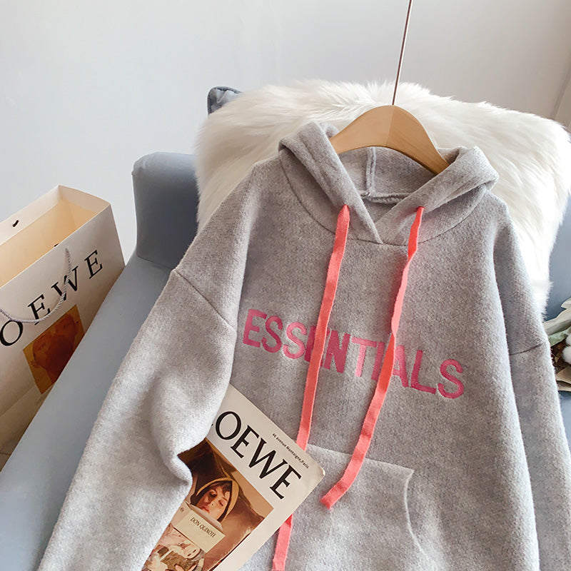 Lazy Letter bestickter Hoodie-Pullover 5158