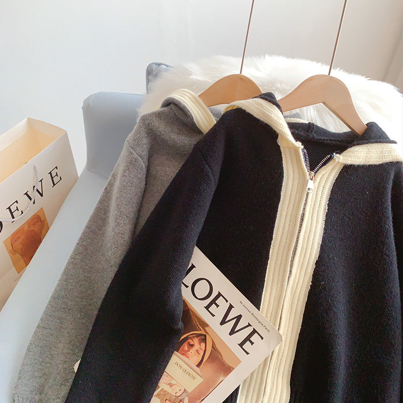 Korean hooded sweater coat cardigan  5219