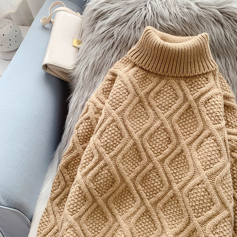 Vintage twist turtleneck sweater with Knitted Top  5108