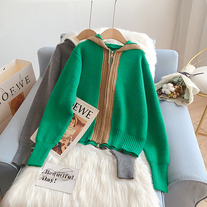 Korean hooded sweater coat cardigan  5219